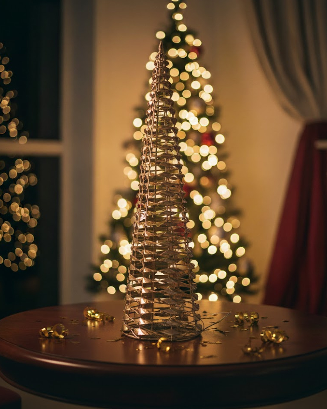 Metallic Woven Gold Cone Tree - Image 3