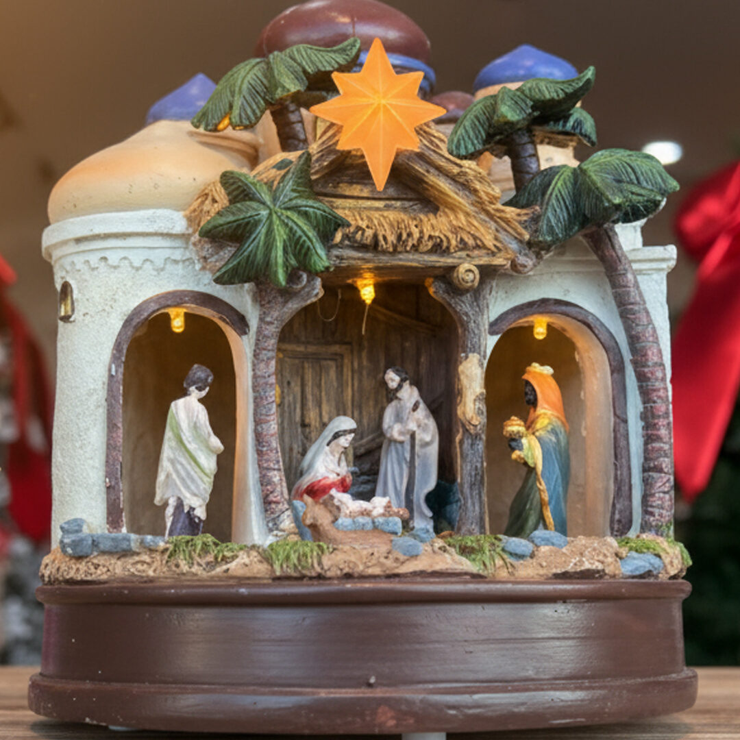 Nativity Set in WaterGlobe Coconut Tree Shape 22CM