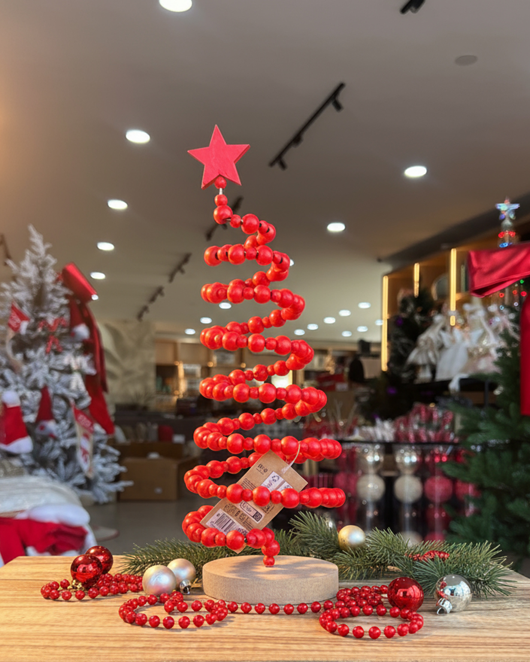 XMAS TREE BEADS 32CM RED